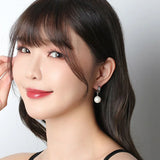 925 Silver Pearl Round Earrings Female Charm Line Jewelry Gift
