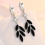 Glam 925 Silver Leaves Hoop Earrings for Women Party