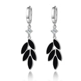 Glam 925 Silver Leaves Hoop Earrings for Women Party