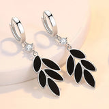 Glam 925 Silver Leaves Hoop Earrings for Women Party