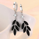 Glam 925 Silver Leaves Hoop Earrings for Women Party