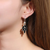 Glam 925 Silver Leaves Hoop Earrings for Women Party