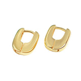 925 Sterling Silver Hoop Earrings Geometric U Charm Lady Jewelry