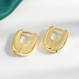 925 Sterling Silver Hoop Earrings Geometric U Charm Lady Jewelry