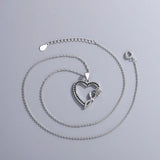 925 Silver Heart Pendant Necklace Zircon Clavicular Chain Jewelry