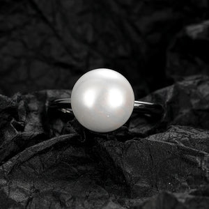 Romantic Round Pearl Ring 925 Sterling Silver Lady Rings