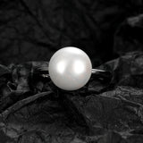 Romantic Round Pearl Ring 925 Sterling Silver Lady Rings