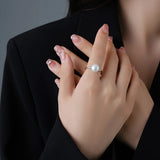 Romantic Round Pearl Ring 925 Sterling Silver Lady Rings