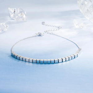 925 Silver Square Beads Women's Anklet
