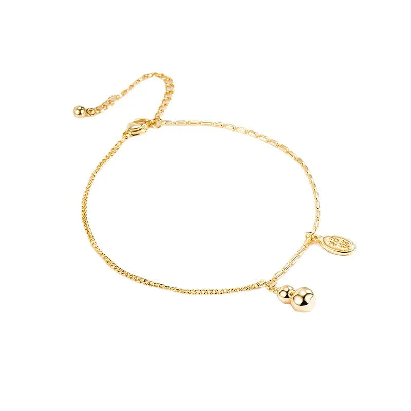925 Silver Chain Blessing Gourd Ankle Jewelry Girl Gift