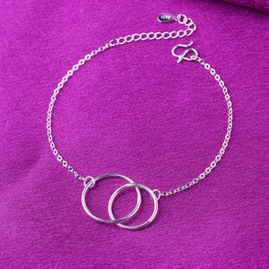925 Sterling Silver Double Circle Anklet Foot Jewelry