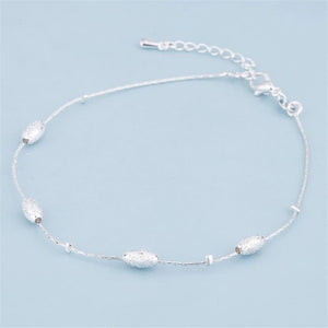 925 Silver Anklets Beach Party Olive Beads Foot Jewelry