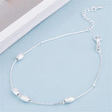 925 Silver Anklets Beach Party Olive Beads Foot Jewelry