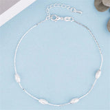 925 Silver Anklets Beach Party Olive Beads Foot Jewelry