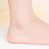 925 Silver Anklets Beach Party Olive Beads Foot Jewelry