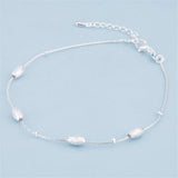 925 Silver Anklets Beach Party Olive Beads Foot Jewelry