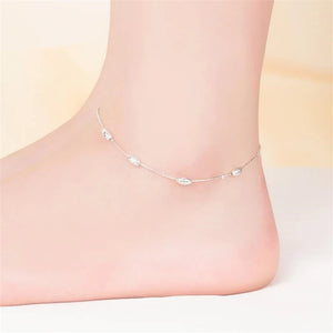 925 Silver Anklets Beach Party Olive Beads Foot Jewelry