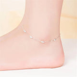 925 Silver Anklets Beach Party Olive Beads Foot Jewelry