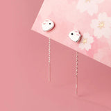 Rabbit Ear Tassel Earrings 925 Sterling Silver Women Gift Party Accessory
