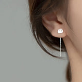 Rabbit Ear Tassel Earrings 925 Sterling Silver Women Gift Party Accessory