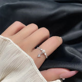 Sweet Pearl Ring 925 Sterling Silver Open Size Zircon Star Rings