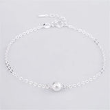 925 Silver Anklets Women Frosted Beads Ankles Chain Bracelets Lady Foot Jewelry