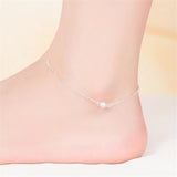 925 Silver Anklets Women Frosted Beads Ankles Chain Bracelets Lady Foot Jewelry