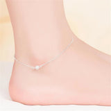 925 Silver Anklets Women Frosted Beads Ankles Chain Bracelets Lady Foot Jewelry