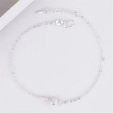 925 Silver Anklets Women Frosted Beads Ankles Chain Bracelets Lady Foot Jewelry