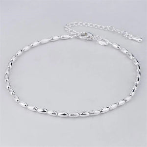 925 Silver Anklets For Women Olive Beads Foot Chain Jewelry