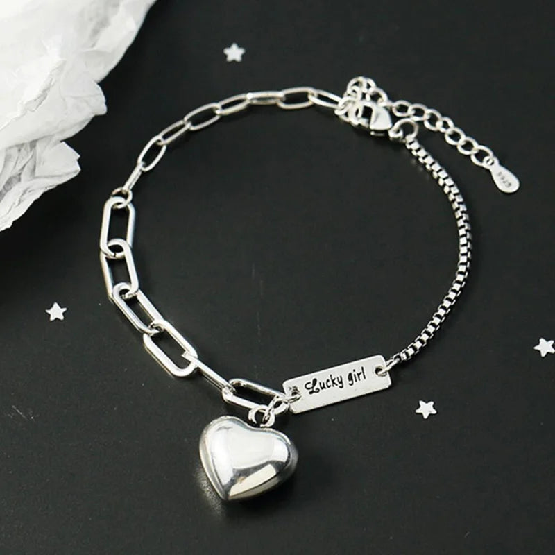 925 Sterling Silver Anklets For Women Jewelry Vintage Heart Foot Chain