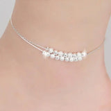 Women's Double Layer Beads Anklet, Beach Foot Jewelry