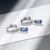 925 Sterling Silver Zircon Rectangle Earrings Lady Party Accessories