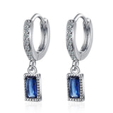 925 Sterling Silver Zircon Rectangle Earrings Lady Party Accessories