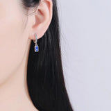 925 Sterling Silver Zircon Rectangle Earrings Lady Party Accessories