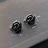 Vintage Rose Hoop Earrings S925 Silver Flower Earring Lady Party Accessories