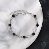 Vintage Beads Bracelets 925 Sterling Silver Glamorous Two Chain Bracelet