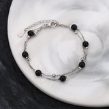 Vintage Beads Bracelets 925 Sterling Silver Glamorous Two Chain Bracelet