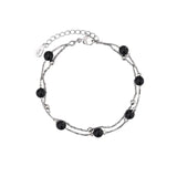 Vintage Beads Bracelets 925 Sterling Silver Glamorous Two Chain Bracelet