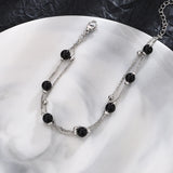 Vintage Beads Bracelets 925 Sterling Silver Glamorous Two Chain Bracelet