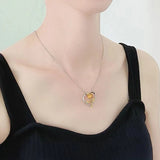 Zircon Love Heart Rose Necklace Women Gift 925 Silver Two Necklaces