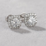 0.5CT Square Bag D Moissanite Stud Earrings 925 Sterling Silver