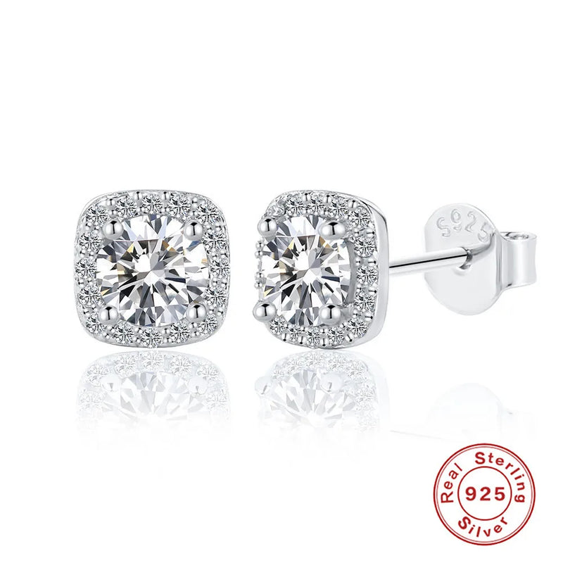 0.5CT Square Bag D Moissanite Stud Earrings 925 Sterling Silver