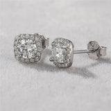 0.5CT Square Bag D Moissanite Stud Earrings 925 Sterling Silver