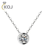 6.5MM Round Moissanite Pendant Necklace 925 Sterling Silver Clavicle Chain