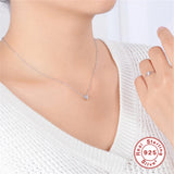 6.5MM Round Moissanite Pendant Necklace 925 Sterling Silver Clavicle Chain