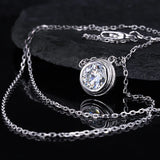 6.5MM Round Moissanite Pendant Necklace 925 Sterling Silver Clavicle Chain