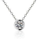 6.5MM Round Moissanite Pendant Necklace 925 Sterling Silver Clavicle Chain