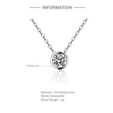 6.5MM Round Moissanite Pendant Necklace 925 Sterling Silver Clavicle Chain