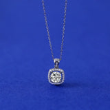 1Ct Square Cut Moissanite Pendant 925 Silver Necklace Sparkles Like Diamonds